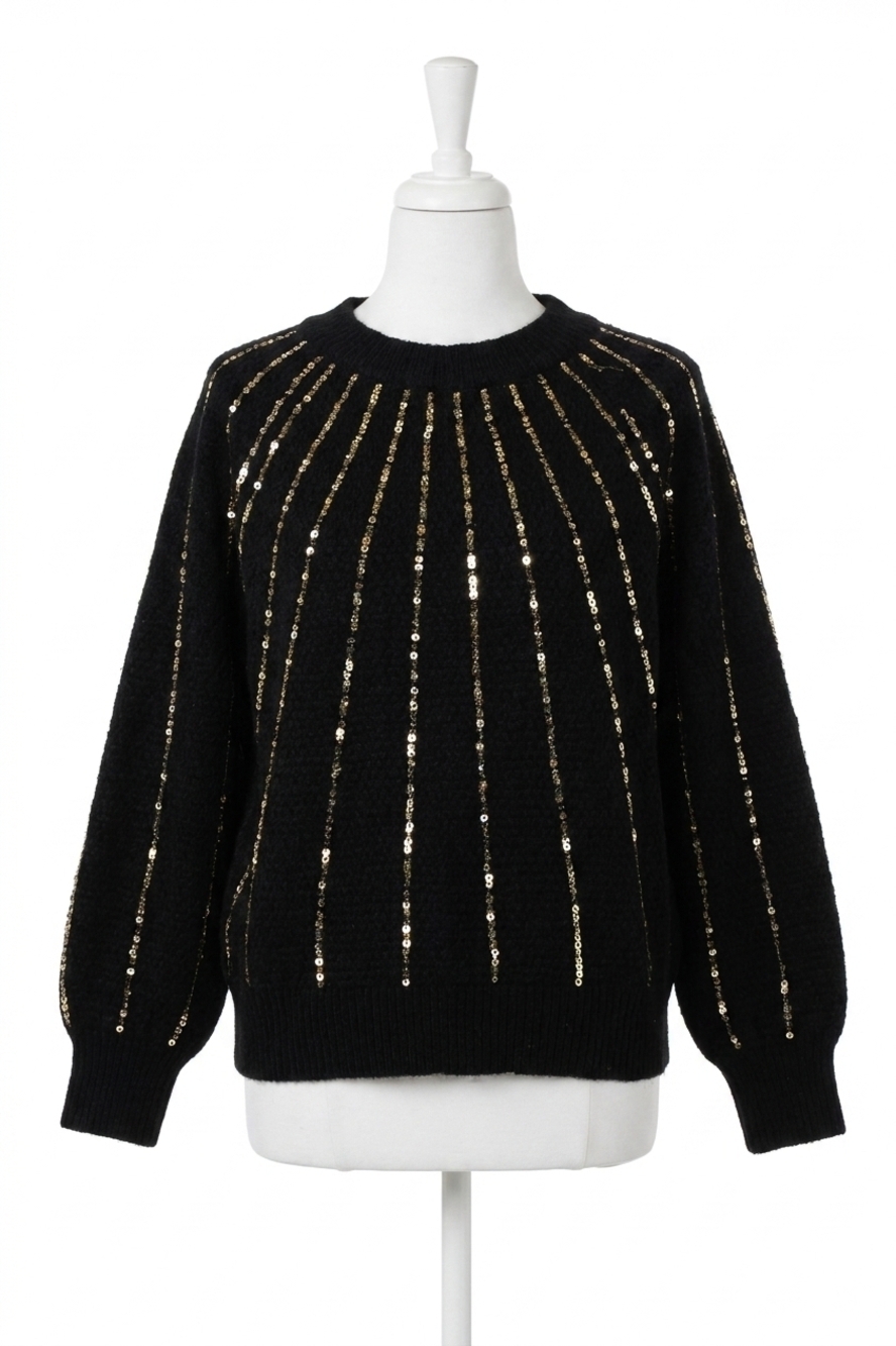 NEW VINE & LOVE sequined dolman sleeve sweater in black
